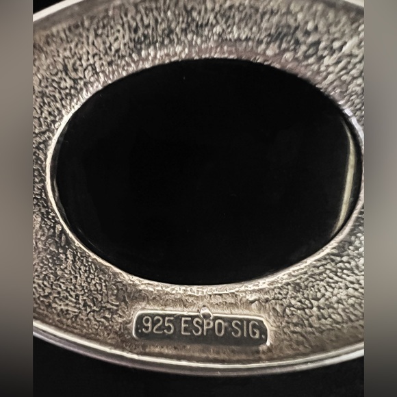 925 ESPO SIG Onyx Pendant & BA Suarti Sterling Round Foxtail Chain Necklace - Picture 2 of 8